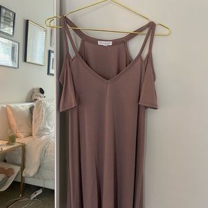 mauve cold shoulder dress